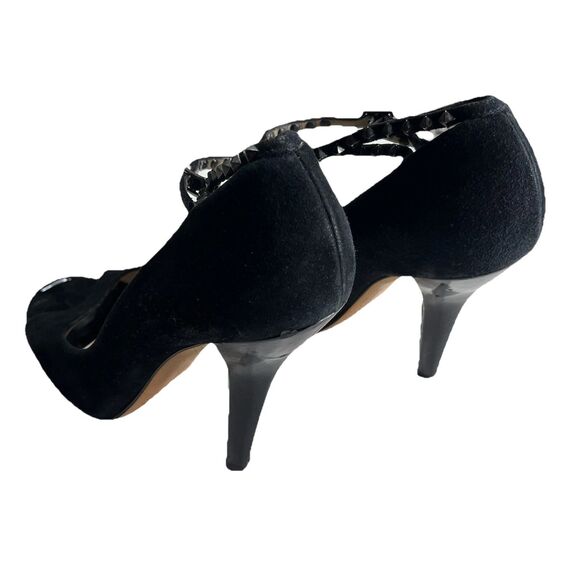 Jimmy Choo Suede Leather Studded Ankle Strap Stiletto Heels 40.5 (IT) Made Italy - Picture 9 of 13